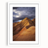 Desert landscape framed art print featuring a minimalist design with a white mat, perfect for modern home decor, enhancing living spaces with serene natural beauty.