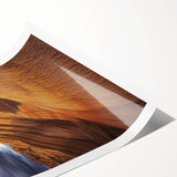 Desert landscape rolled print showcasing vibrant colors and detailed textures, elegantly packaged in a durable cardboard tube, perfect for home decor.