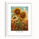 Abstract art print in impressionist style, featuring swirling shades of blue and yellow, framed with a white mat.