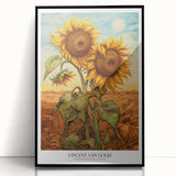 Large abstract wall art featuring swirling shades of blue and yellow, framed in black acrylic.