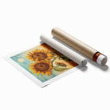 Extra large rolled print of Van Gogh's impressionist floral art in vibrant colors.