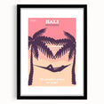 Bali Retro Travel Poster | Tropical Relaxation Hammock Art