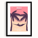 Bali Retro Travel Poster | Tropical Relaxation Hammock Art