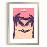 Bali Retro Travel Poster | Tropical Relaxation Hammock Art