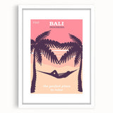 Bali Retro Travel Poster | Tropical Relaxation Hammock Art