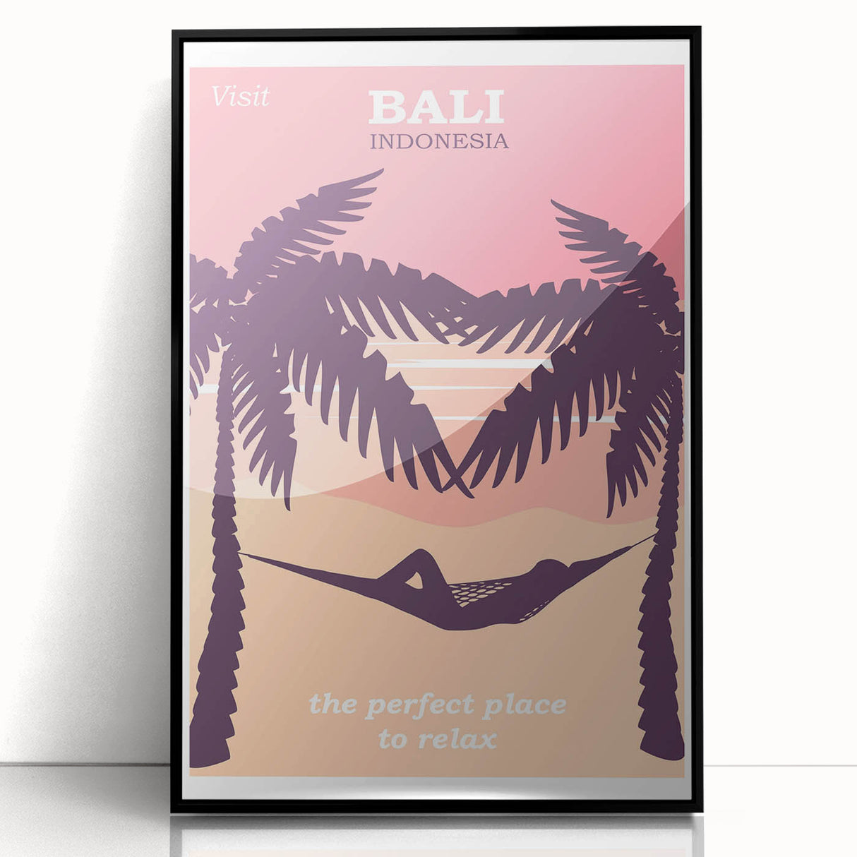 Bali Retro Travel Poster | Tropical Relaxation Hammock Art