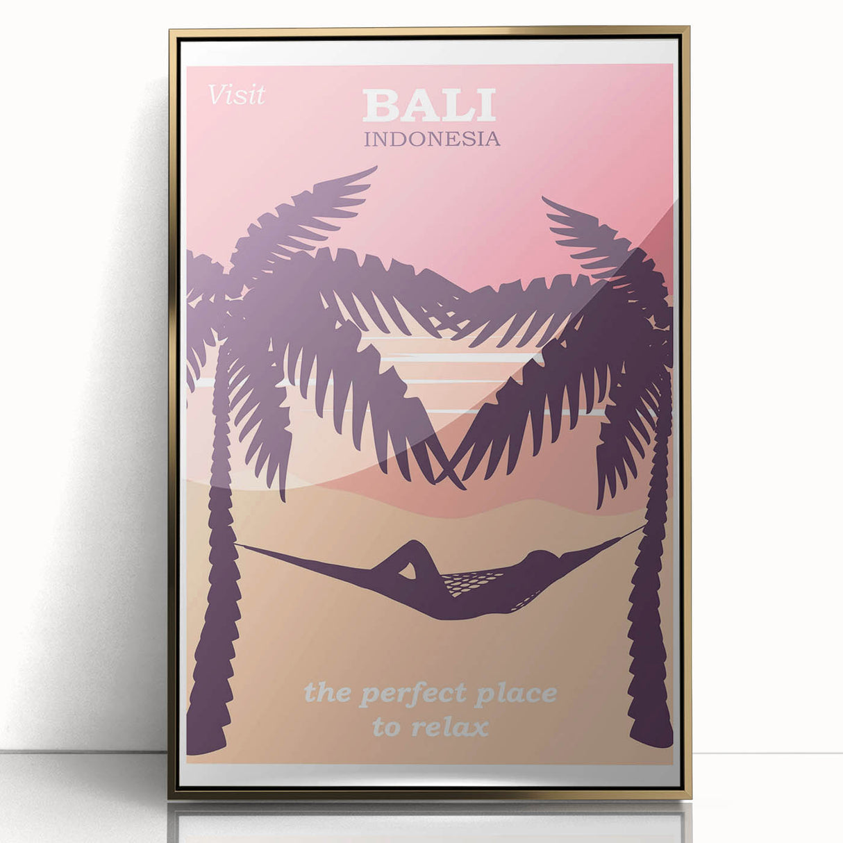Bali Retro Travel Poster | Tropical Relaxation Hammock Art