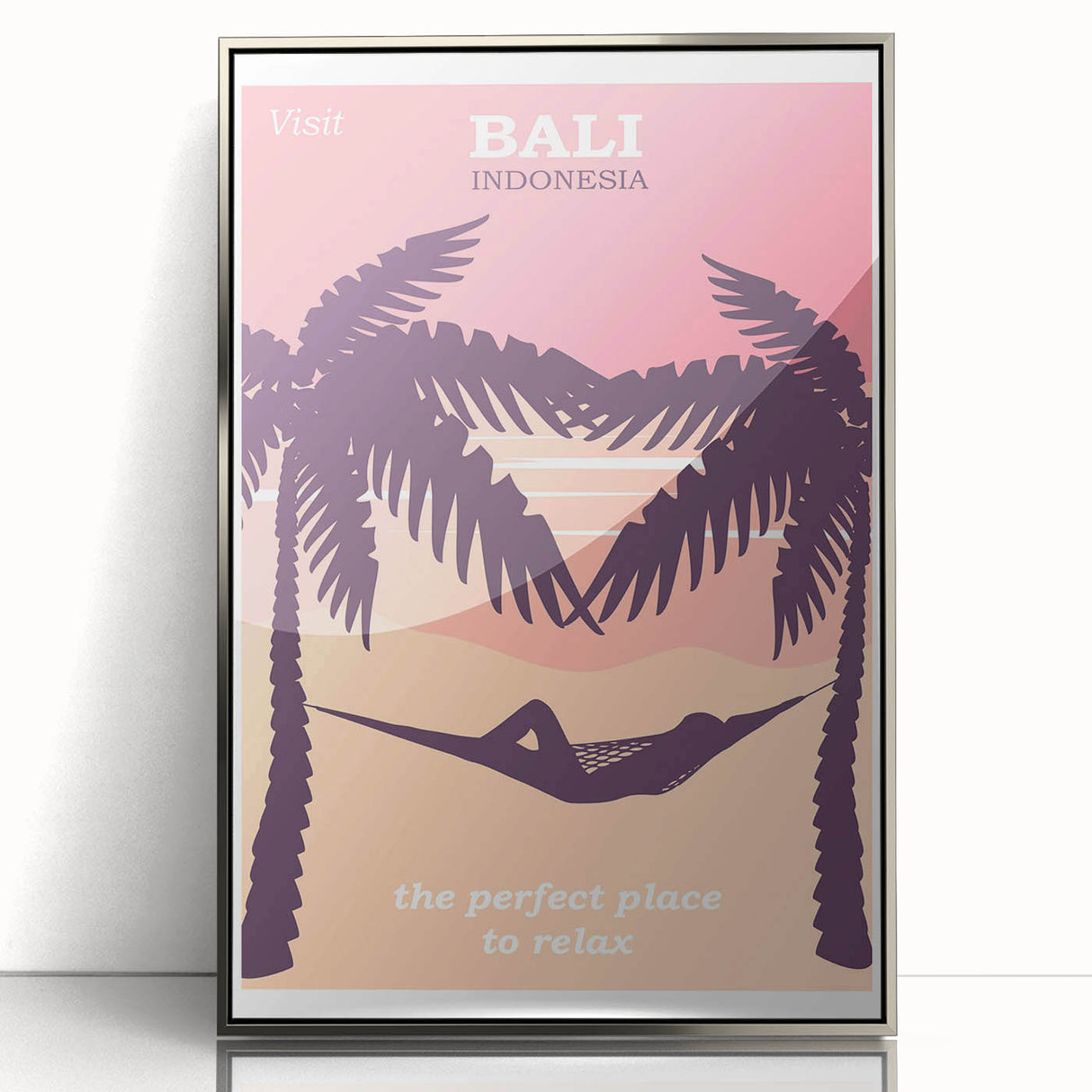 Bali Retro Travel Poster | Tropical Relaxation Hammock Art
