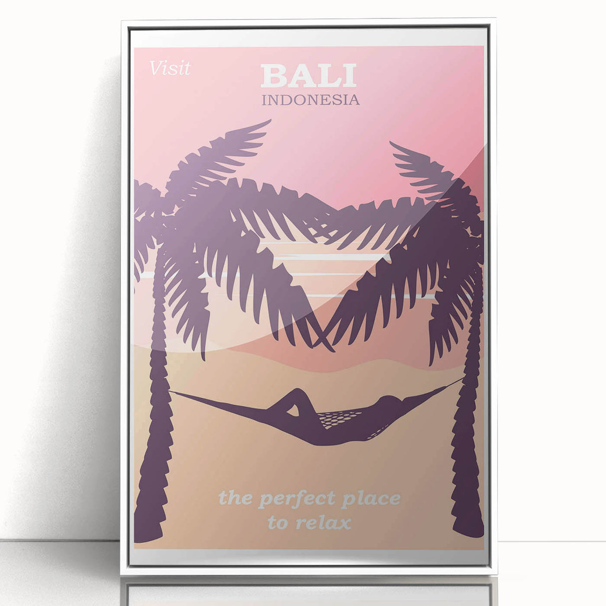 Bali Retro Travel Poster | Tropical Relaxation Hammock Art