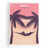 Bali Retro Travel Poster | Tropical Relaxation Hammock Art