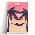 Bali Retro Travel Poster | Tropical Relaxation Hammock Art