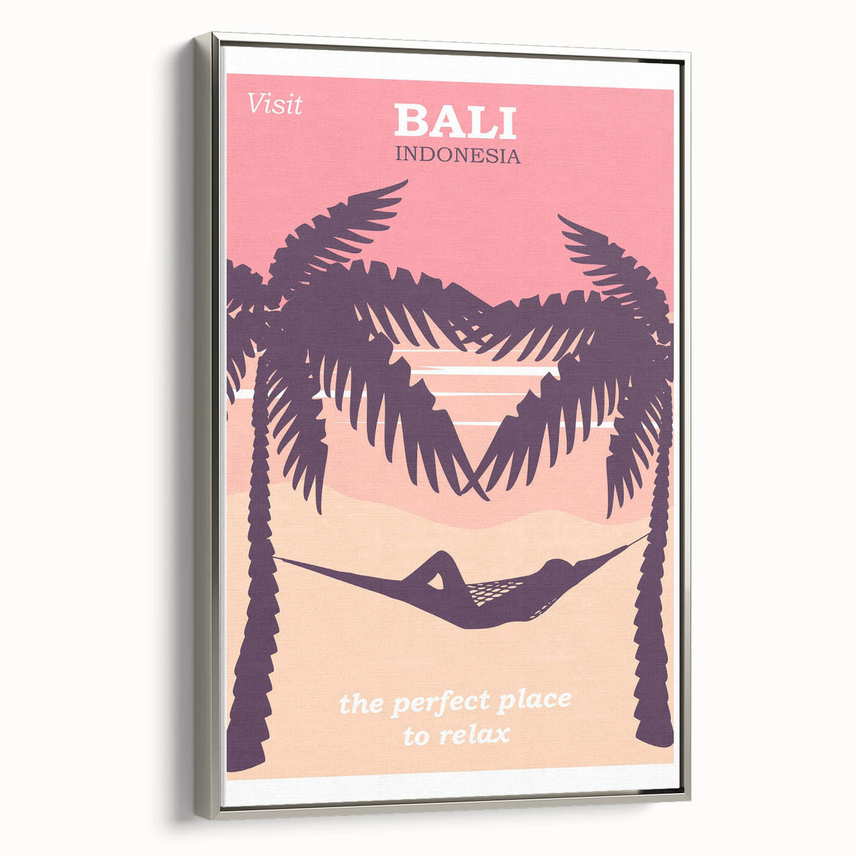 Bali Retro Travel Poster | Tropical Relaxation Hammock Art