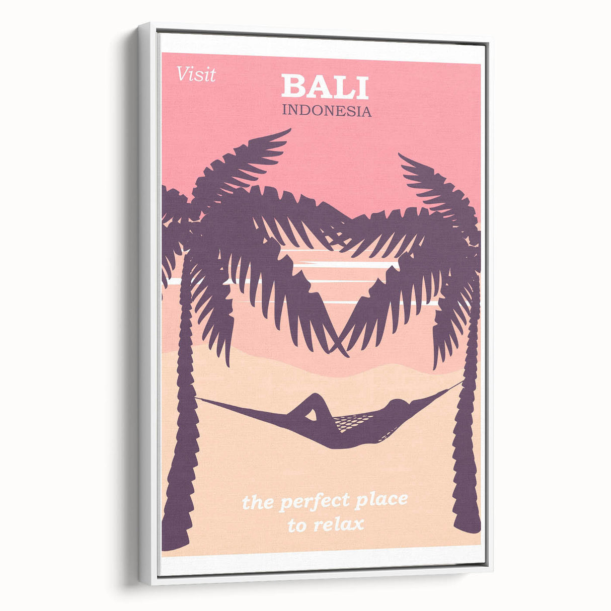 Bali Retro Travel Poster | Tropical Relaxation Hammock Art