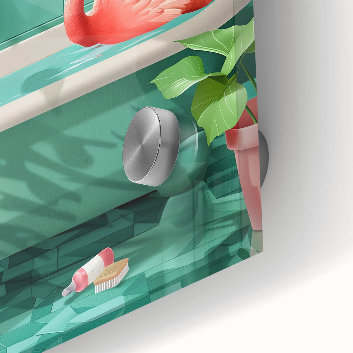 Tropical Flamingo Bathroom Wall Art - Vibrant Coastal Decor