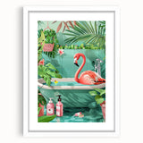 Tropical Flamingo Bathroom Wall Art - Vibrant Coastal Decor