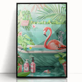 Tropical Flamingo Bathroom Wall Art - Vibrant Coastal Decor