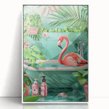 Tropical Flamingo Bathroom Wall Art - Vibrant Coastal Decor
