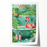 Tropical Flamingo Bathroom Wall Art - Vibrant Coastal Decor