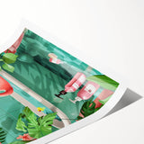 Tropical Flamingo Bathroom Wall Art - Vibrant Coastal Decor