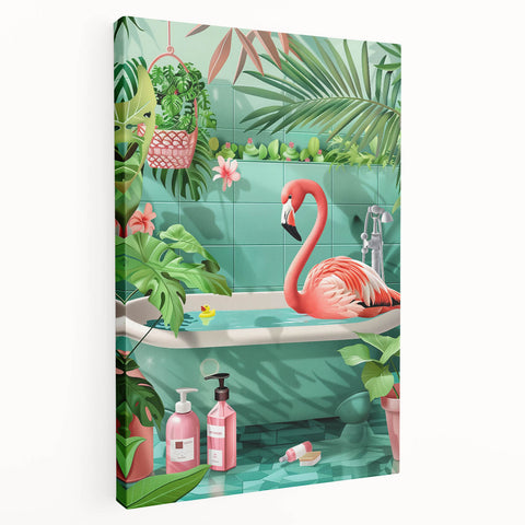 Tropical Flamingo Bathroom Wall Art - Vibrant Coastal Decor