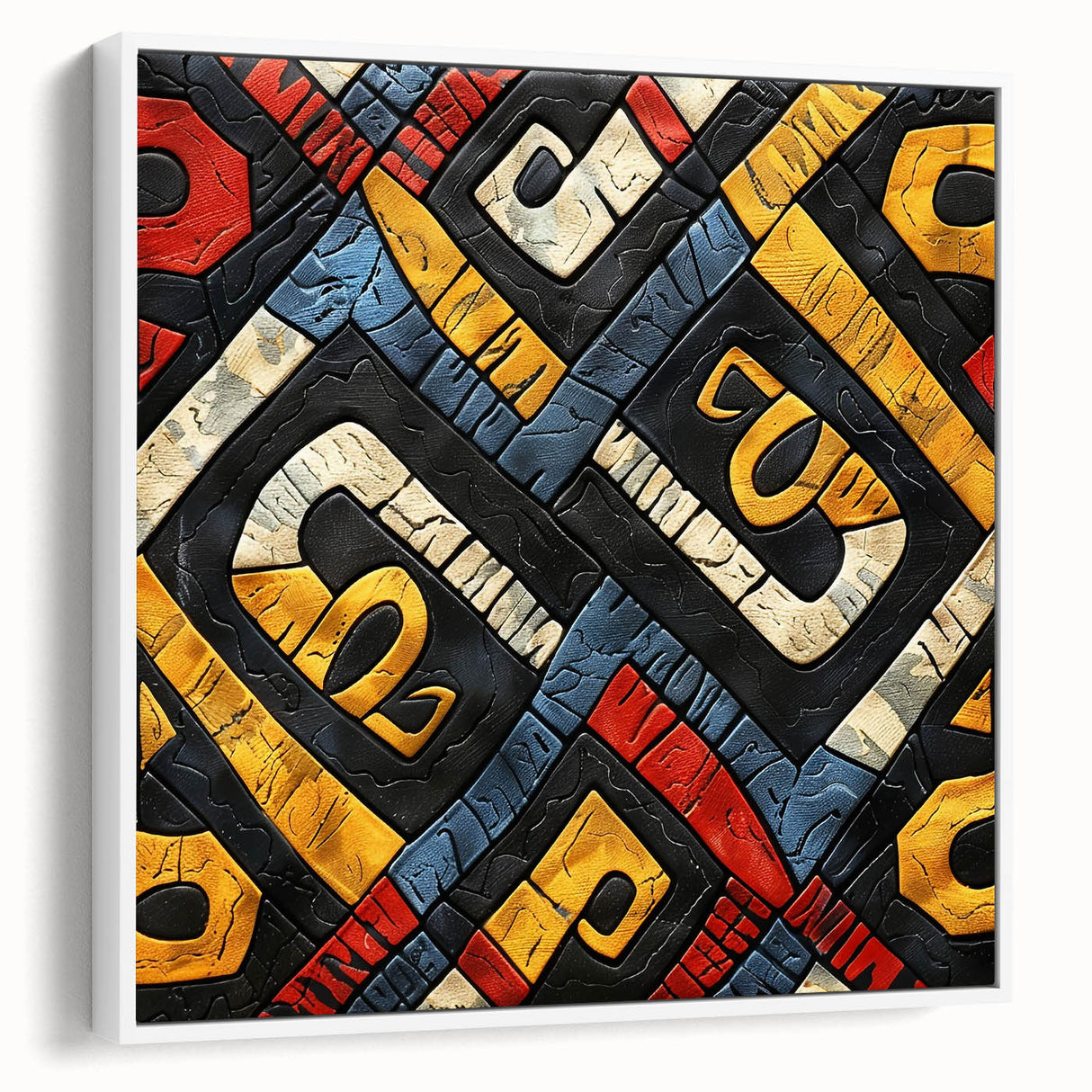 Ethiopian landscape painting on framed canvas, featuring muted earth tones, ideal for bedroom wall art.