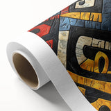 Art deco poster of Ethiopian scenery on rolled canvas, featuring muted earth tones, ideal for nursery wall art.