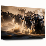 Large abstract wall art of African scenery on acrylic, featuring earthy tones, ideal for bedroom or dining room decor.