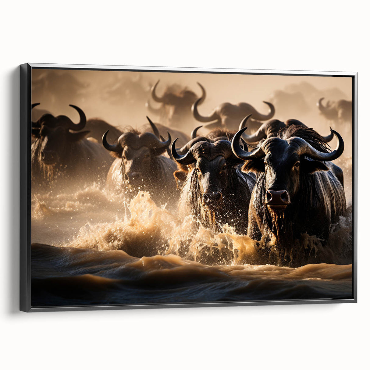 Black and white framed canvas of a Kenyan landscape, ideal for bedroom wall art.