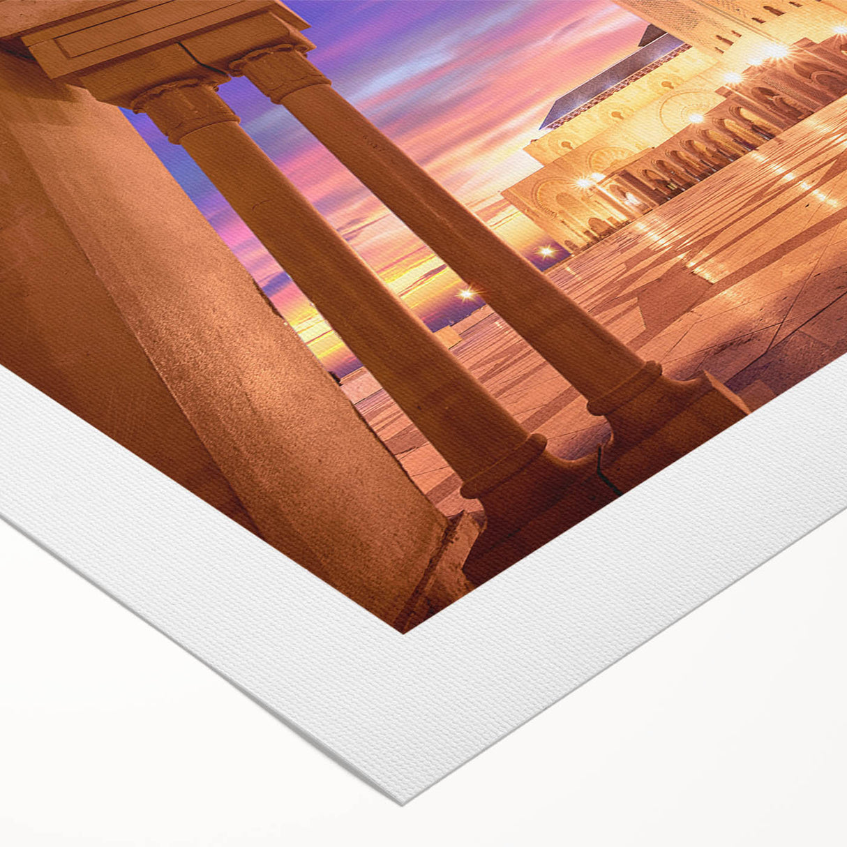 Art deco poster of a Moroccan landscape in earthy tones on rolled canvas, ideal for dining room decor.