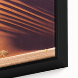 Extra large framed canvas of a textured, colorful African scenery in black with vibrant hues, ideal for living room decor.