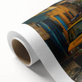 Art deco poster of Tanzania scenery with muted earth tones on rolled canvas, ideal for nursery wall art.