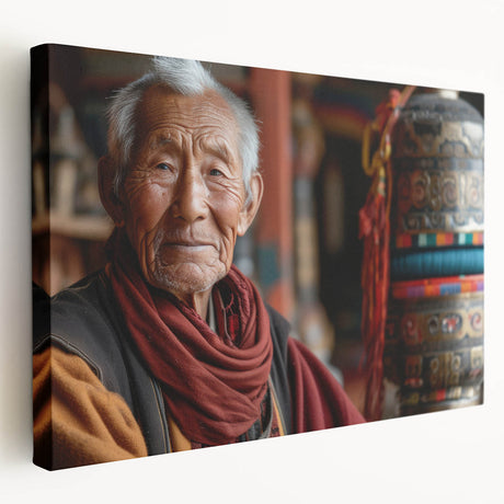 Panoramic view of Bhutanese landscape on large stretched canvas, featuring muted earth tones, ideal for kitchen wall art.
