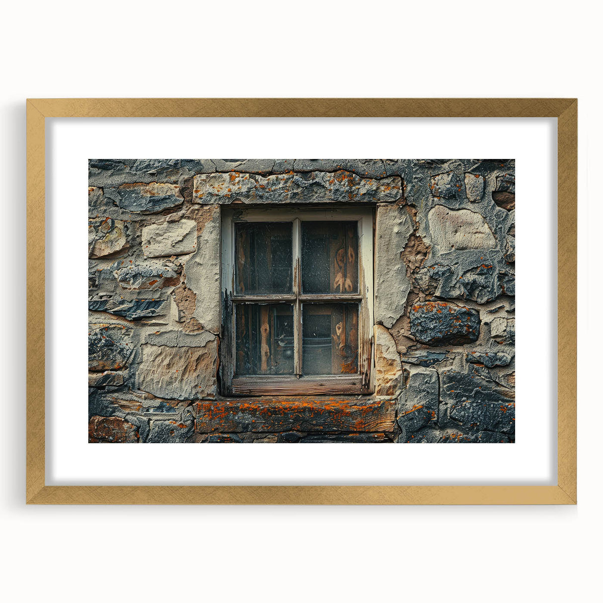 Extra large abstract art print featuring textured patterns in gold and black tones on a framed canvas.