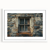 Abstract art print depicting a serene Georgian landscape in muted earth tones on a framed white mat.