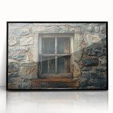 Large abstract wall art featuring a mid-century modernist design with bold black and white contrast, framed in acrylic.