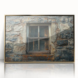 Large acrylic print of a mid-century modernist Asian landscape in muted gold tones, ideal for modern art wall decor.