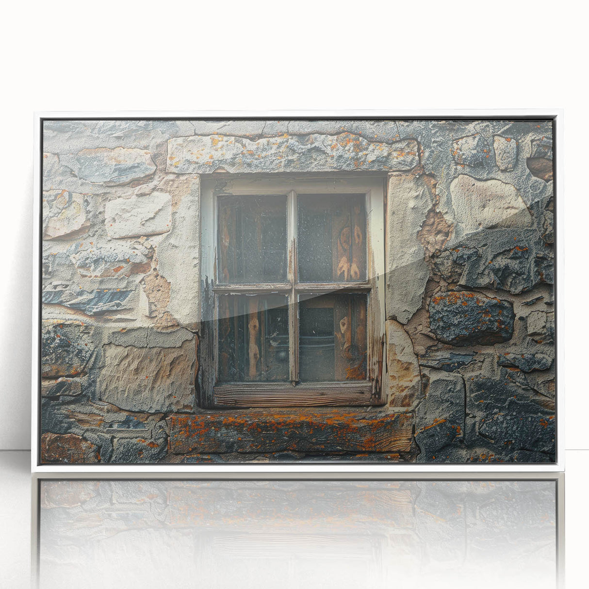 Art deco poster of a stylized Georgia, Asia scenery in muted earth tones on framed acrylic, ideal for modern art wall decor.