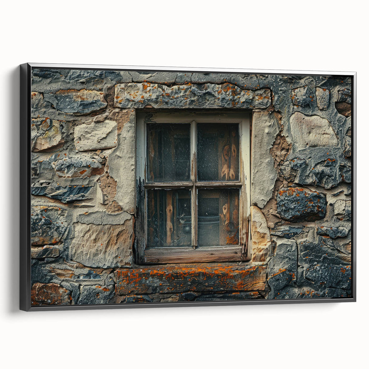 Black and white wall art featuring a vintage poster of the Georgian landscape on a framed canvas, suitable for bedroom decor.