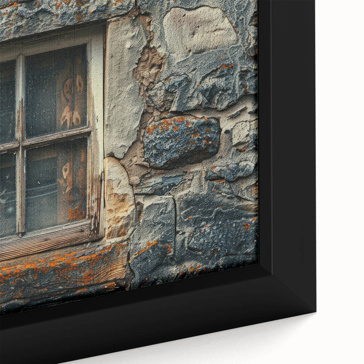 Extra large framed canvas featuring a textured, colorful abstract design on a black background, ideal for living room decor.