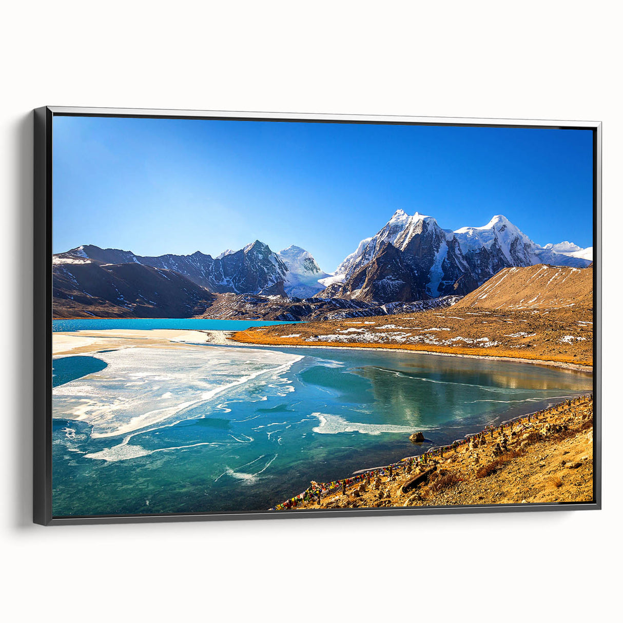 Black and white vintage poster art of an Indian landscape on framed canvas, suited for bedroom wall decor.