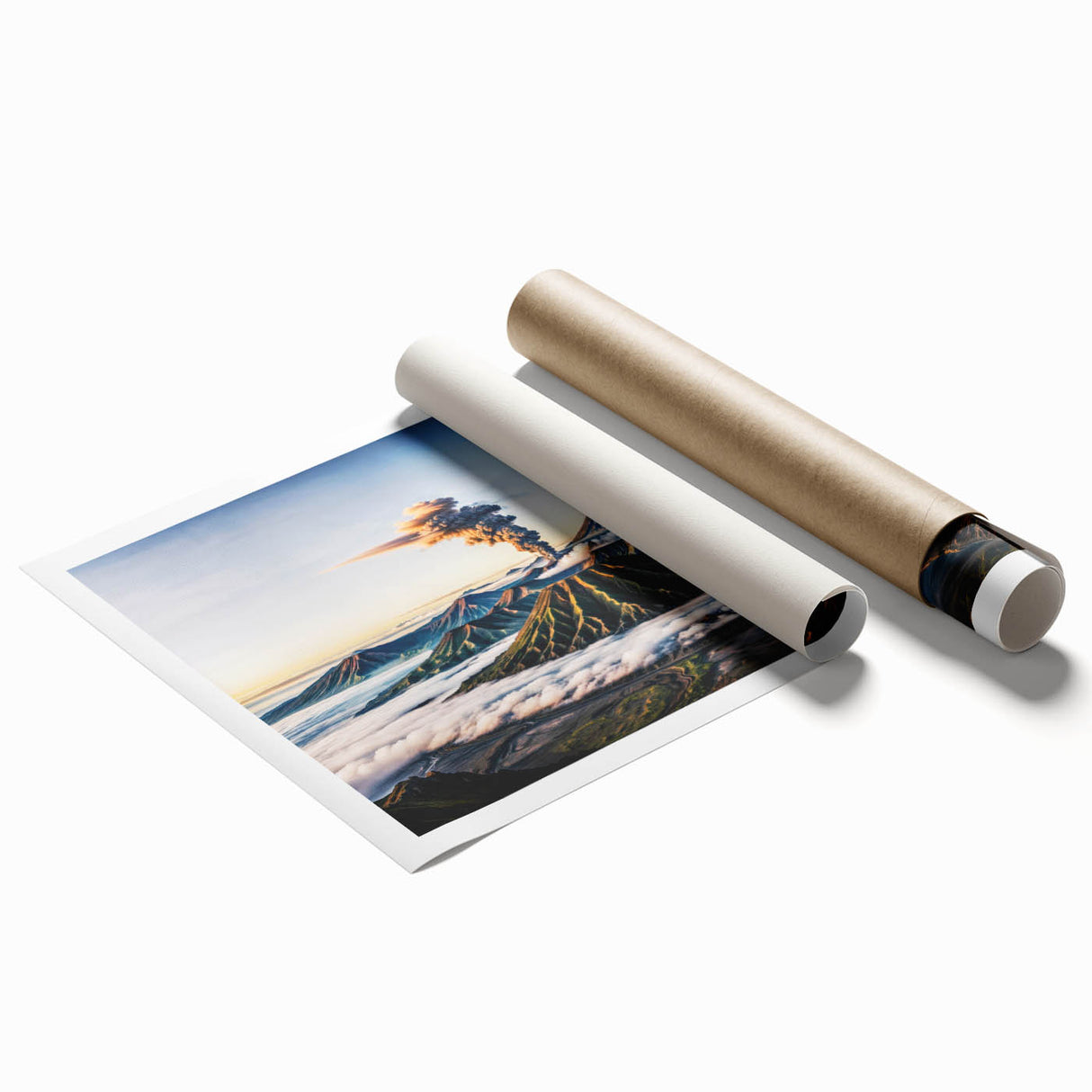 Extra large rolled print of Indonesian scenery with vibrant floral elements, ideal for classy bathroom wall art.