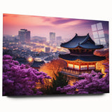 Large abstract wall art depicting Asian scenery in muted earth tones on acrylic glass.