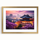 Extra large abstract art print featuring textured scenery of Asia in gold frame, ideal for living room decor.