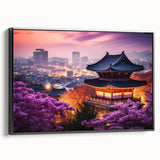 Black and white framed canvas depicting a vintage Korean landscape, ideal for bedroom wall art.