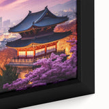 Extra large black wall art featuring a textured, colorful Korean landscape on framed canvas, ideal for living room decor.