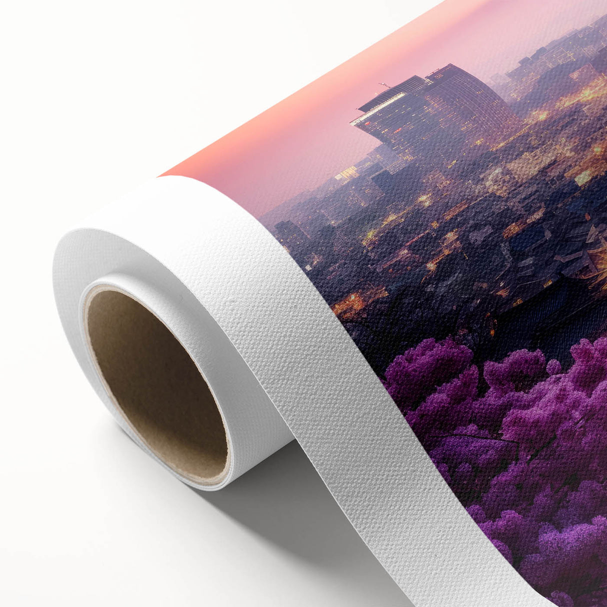 Art deco poster of a serene Korean landscape in soft pastel colors, ideal for nursery wall art, on rolled canvas.