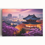 Black and white large canvas print of a scenic Korean landscape, suitable for kitchen wall art.