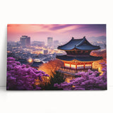 Large black and white canvas print of an Asian landscape, ideal for kitchen wall art or bedroom decor.