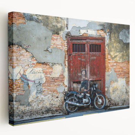 Large canvas print of a Malaysian landscape in muted green and blue tones, suitable for kitchen wall art.