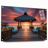 Acrylic print of Maldives scenery with vivid blue and turquoise tones, ideal for bedroom or dining room decor.